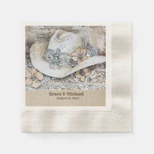 Serviette En Papier Élégant Mariage Western Boho