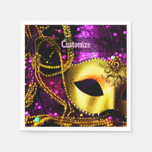 Serviette En Papier Elégant Masque Or