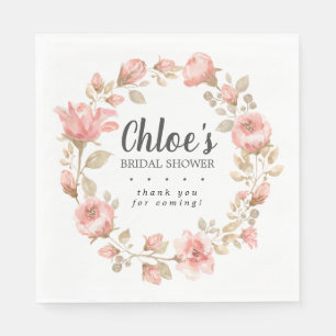 Serviette En Papier Élégant Merci de Fête des mariées rose