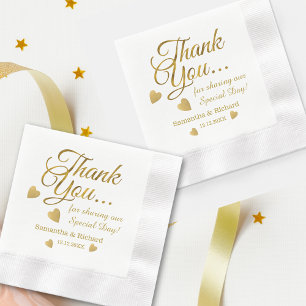 Serviette En Papier Élégant Merci or Mariage personnalisé