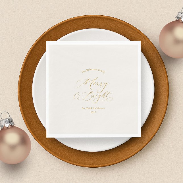 Serviette En Papier Elegant “Merry & Bright” Christmas (Créateur téléchargé)