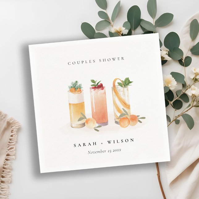 Serviette En Papier Élégant Mignon Cocktail de Fruits Orange Shower de (Créateur téléchargé)