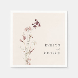 Serviette En Papier Élégant minimaliste Boho Mariage Floral