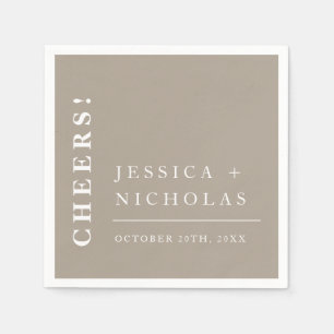 Serviette En Papier Elégant minimaliste Cheers Olive Grey Mariage mode