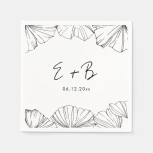 Serviette En Papier Élégant minimaliste Ginkgo Biloba mariage