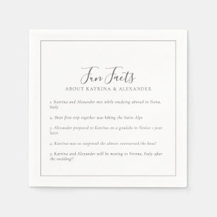 Serviette En Papier Élégant minimaliste gris & blanc Fun Facts Mariage