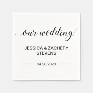 Serviette En Papier Élégant minimaliste Mariage de calligraphie