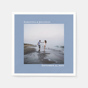 Serviette En Papier Élégant minimaliste moderne Dusty Blue Mariage pho