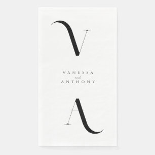 Serviette En Papier Élégant minimaliste moderne Mariage noir et blanc