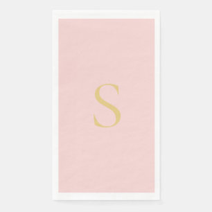 Serviette En Papier Élégant Minimaliste Monogramme Rose & Or