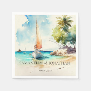 Serviette En Papier Elégant minimaliste nautique bateau croisière mari