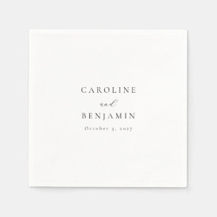Serviette En Papier Élégant minimaliste noir blanc Mariage de calligra