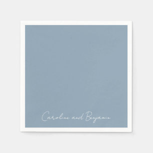 Serviette En Papier Elégant minimaliste personnalisé Mariage Dusty Blu