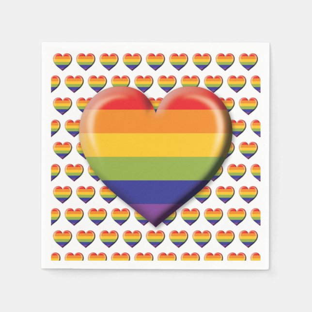 Serviette En Papier Élégant minimaliste Rainbow Heart Design (Devant)