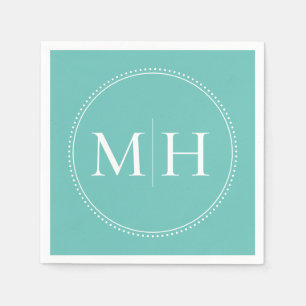 Serviette En Papier Élégant minimaliste Turquoise Mariage Monogramme