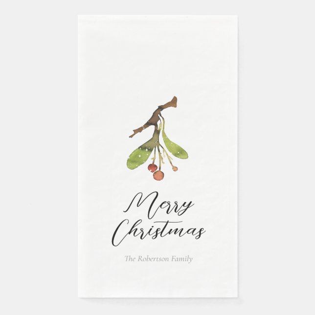 Serviette En Papier Elegant Mistletoe Christmas (Devant)