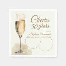 Elegant Modern Champagne Cheers 50th Birthday