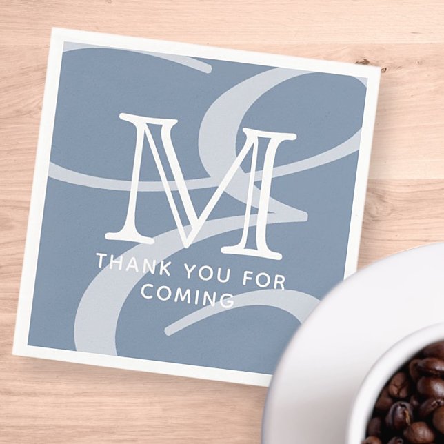 Serviette En Papier Élégant Moderne Chic Double Monogramme Merci (Créateur téléchargé)
