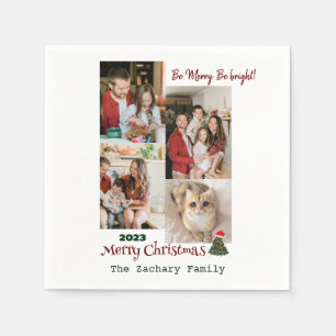 Serviette En Papier Élégant moderne Famille de Noël Collage photo