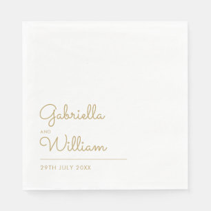 Serviette En Papier Élégant Moderne Minimaliste Écriture Or