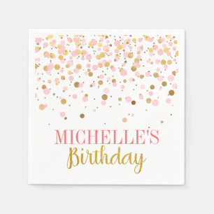 Serviette En Papier Elégant moderne rose or Confetti fille Anniversair
