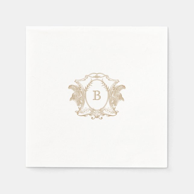 Serviette En Papier Elégant Monogram Crest Mariage Napkin (Devant)