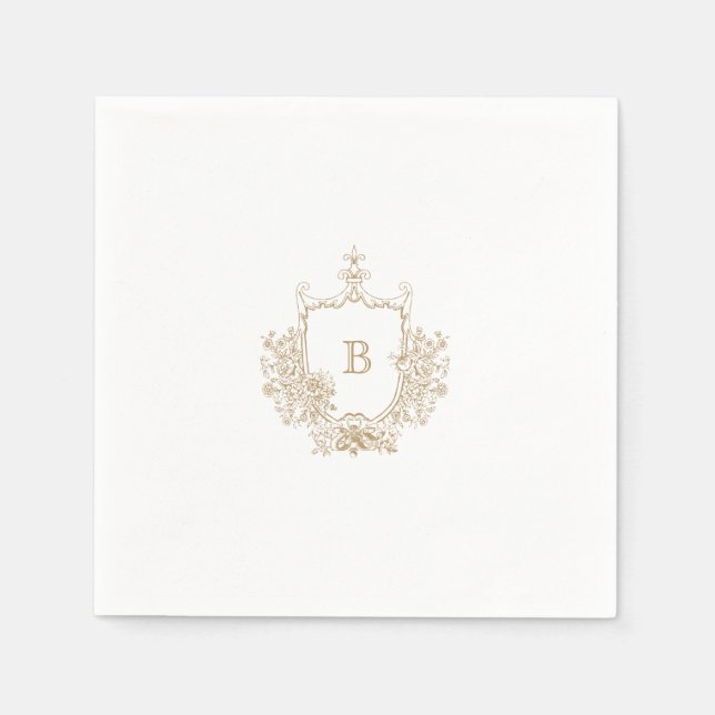 Serviette En Papier Elégant Monogram Crest Mariage Napkin (Devant)