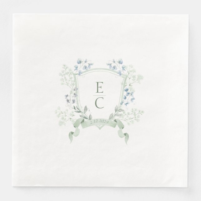 Serviette En Papier Élégant Monogram Crest Mariage serviettes (Devant)