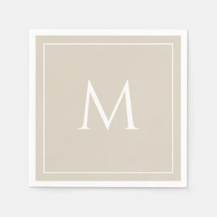 Serviette En Papier Élégant monogramme beige