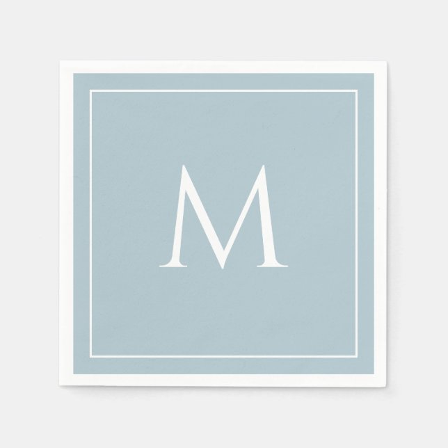 Serviette En Papier Élégant monogramme bleu pastel initial (Devant)
