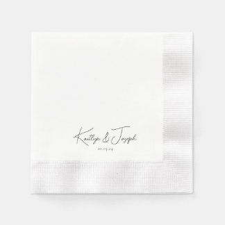 Serviette En Papier Élégant Monogramme Date Mariage de typographie mod
