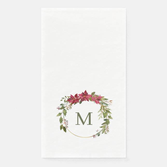 Serviette En Papier Élégant monogramme de couronne de Noël (Devant)
