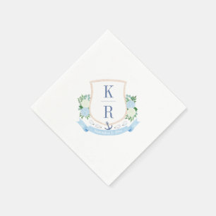 Serviette En Papier Élégant Monogramme de fête de mariage à l'aquarell