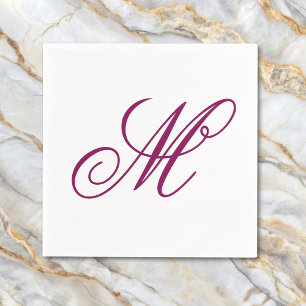 Serviette En Papier Élégant Monogramme de vin initial