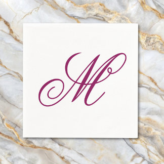 Serviette En Papier Élégant Monogramme de vin initial