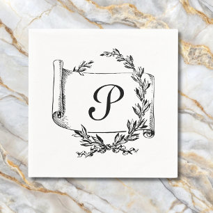 Serviette En Papier Élégant Monogramme initial