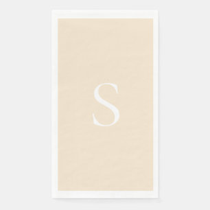 Serviette En Papier Élégant Monogramme Minimaliste Champagne & Blanc