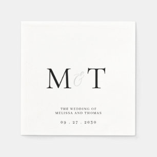Serviette En Papier Élégant Monogramme minimaliste Mariage