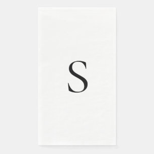 Serviette En Papier Élégant Monogramme Minimaliste Noir et Blanc