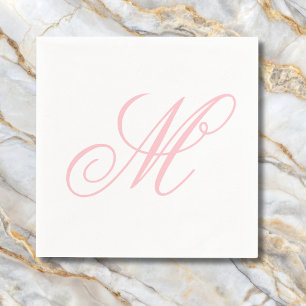 Serviette En Papier Élégant Monogramme rose initial
