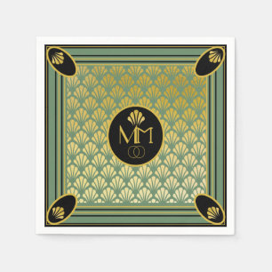 Serviette En Papier Élégant Motif Art déco Monogram Mariage