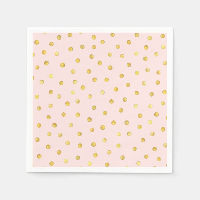 Serviette En Papier Élégant Motif Confetti Pink Et Gold Foil (Devant)