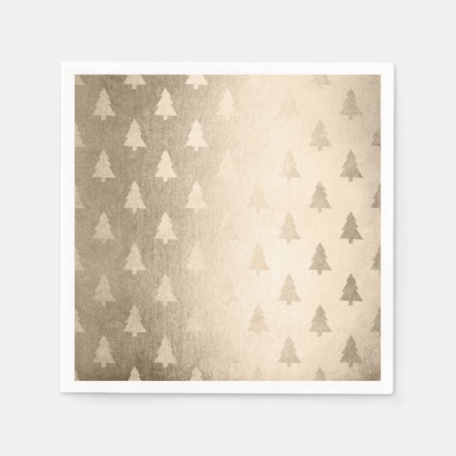 Serviette En Papier Élégant motif de Noël en or moderne (Devant)