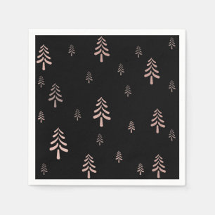Serviette En Papier Élégant motif de Noël noir roux rose