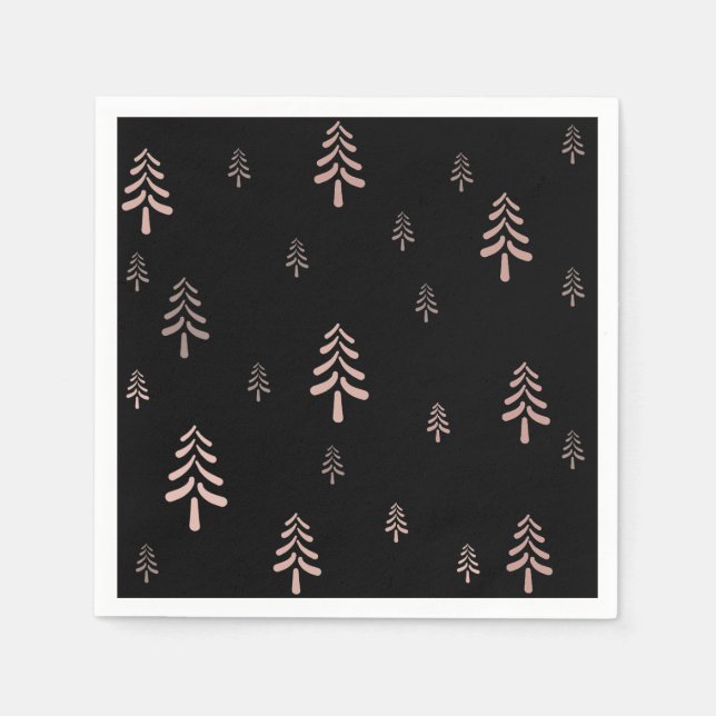 Serviette En Papier Élégant motif de Noël noir roux rose (Devant)
