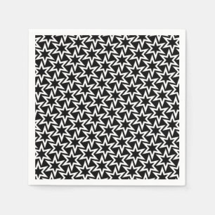 Serviette En Papier Élégant Motif d'étoile géométrique noir et blanc