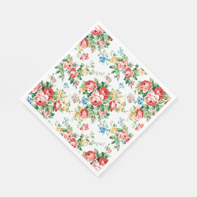 Serviette En Papier Elégant motif floral avec élément de design Rose (Coin)