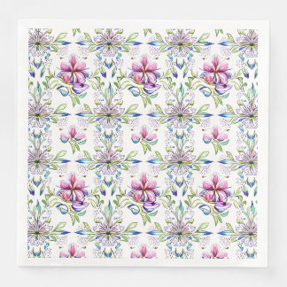 Serviette En Papier Elégant motif floral d'orchidée douce - élégant
