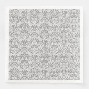 Serviette En Papier Élégant motif floral gris