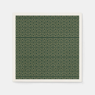 Serviette En Papier Élégant motif géométrique vert pin foncé doré